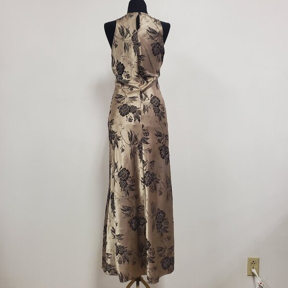 Vintage DBY Womens Floral Fairy Grunge Maxi Dress Size 3 Gold Romantic Bias - Picture 3 of 11